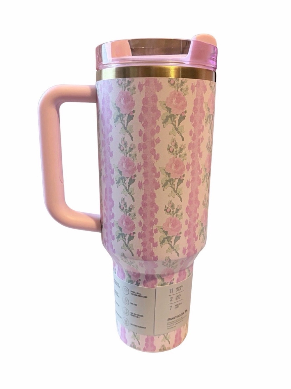 LoveShackFancy x Stanley Pink Floral 40 oz. Quencher Tumbler, New in Box - Picture 2 of 7
